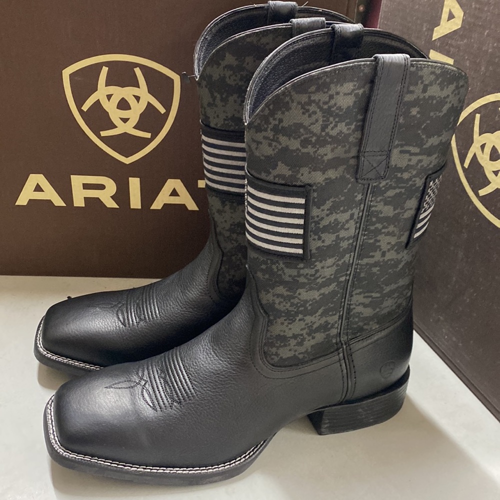 Men's Ariat patriot sport black camo flag boots new size 13D - Picture 8 of 8